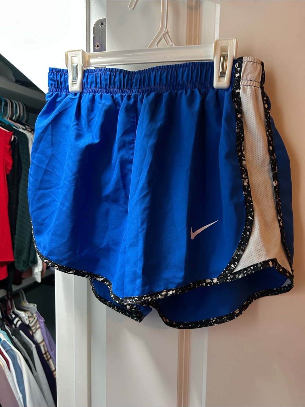 Nike Women’s Bright Blue Athletic Running Shorts with White Swoosh